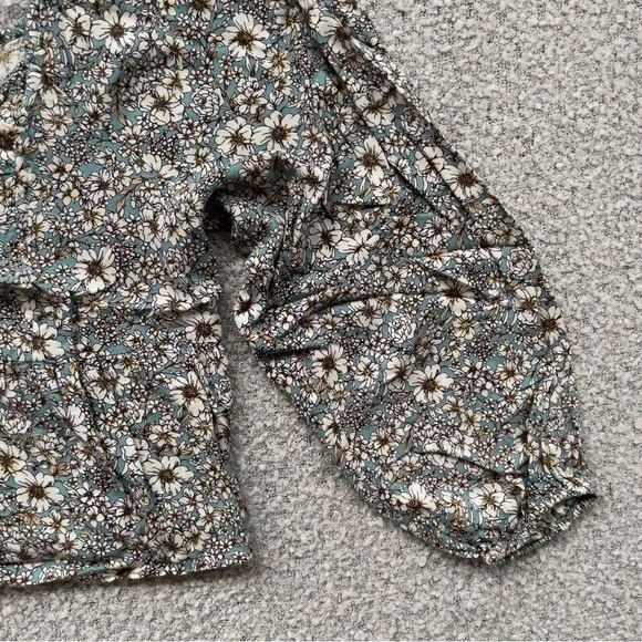 Floral Peasant Crop Top | Smocked Puff Sleeve Cottagecore Blouse XL - Picture 3 of 5